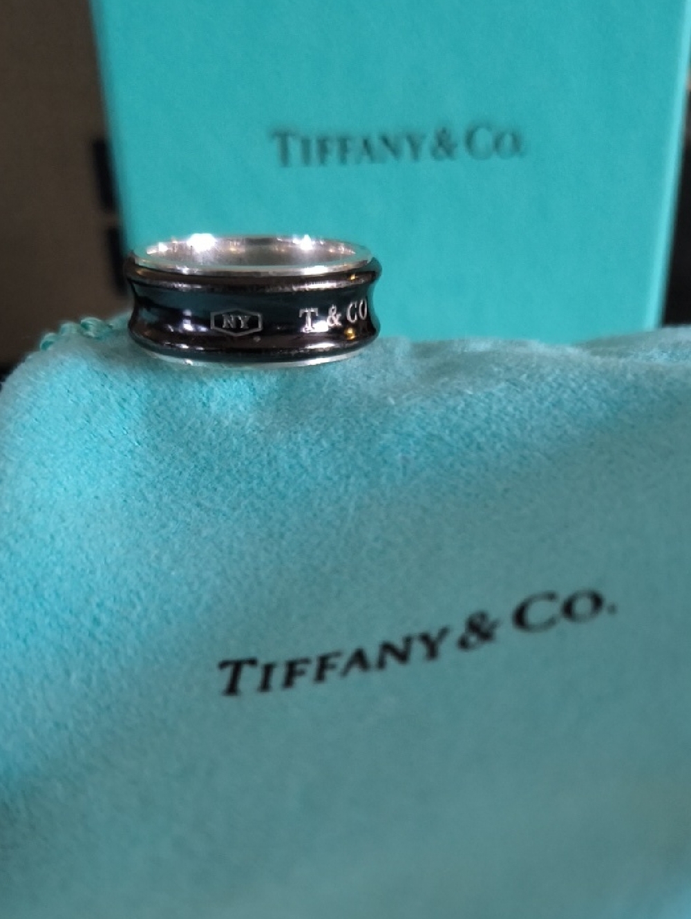 Tiffany & Co. 1837 Titanium & Sterling Silver 75mm Band Ring